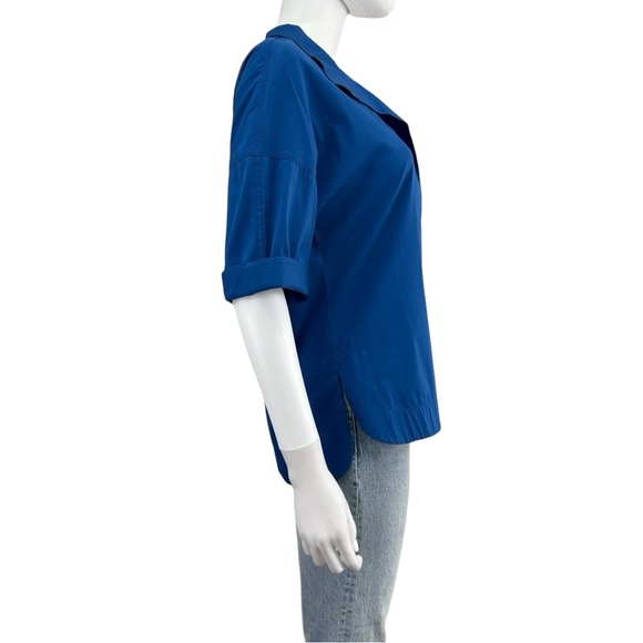 LAFAYETTE 148 NEW YORK Blue Split Neck Top Size S - Picture 4 of 8